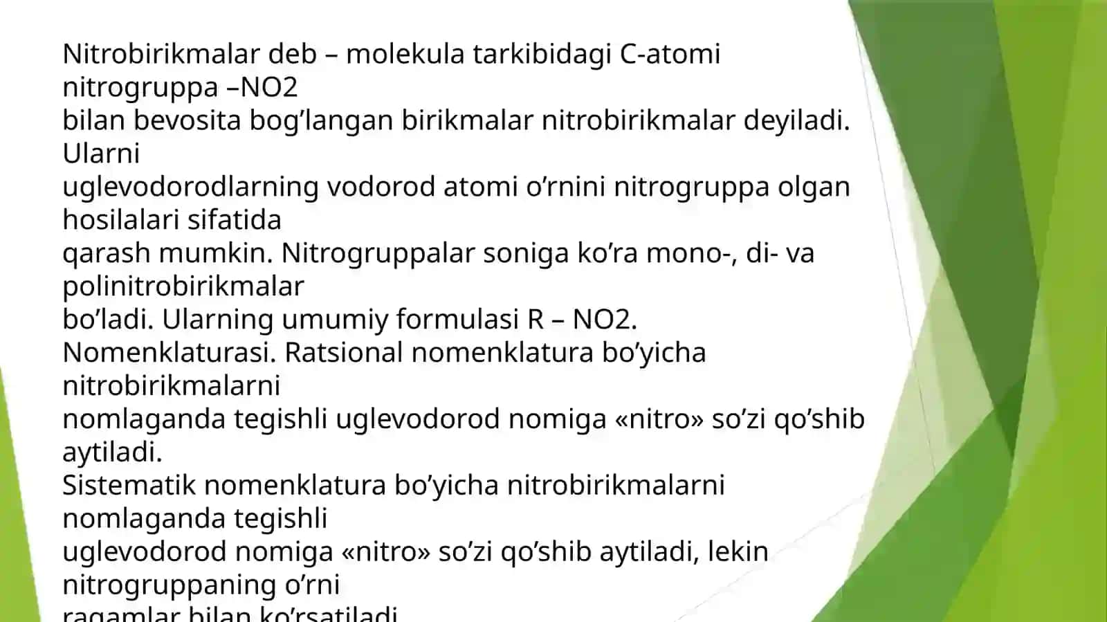 Azotli organik birikmalar. Nitrobirikmalar 3