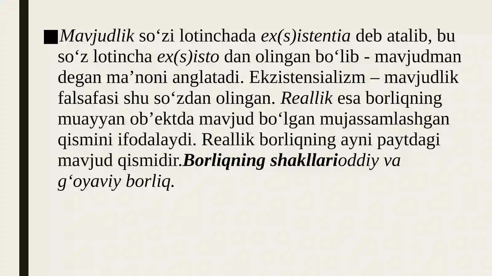 Falsafa va tabbiy ilmiy fanlarda borliqning mohiyatiga oyid konsepsiyalar 3