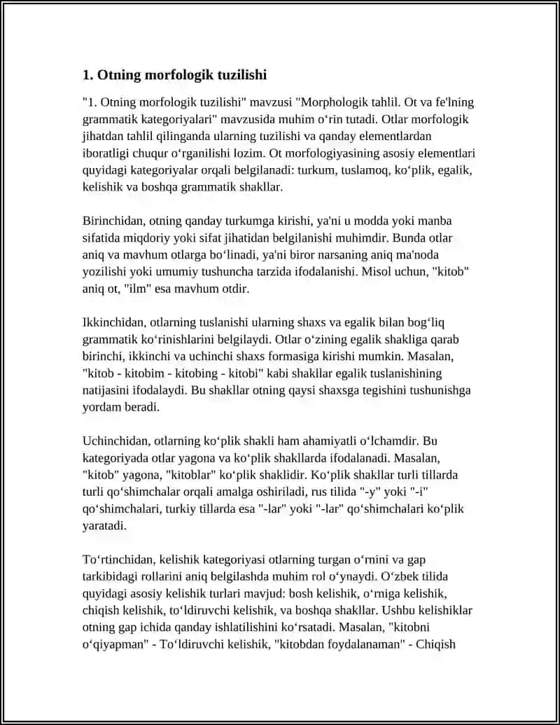 MORFOLOGIK TAHLIL. OT VA FE'LNING GRAMMATIK KATEGORILARI 3