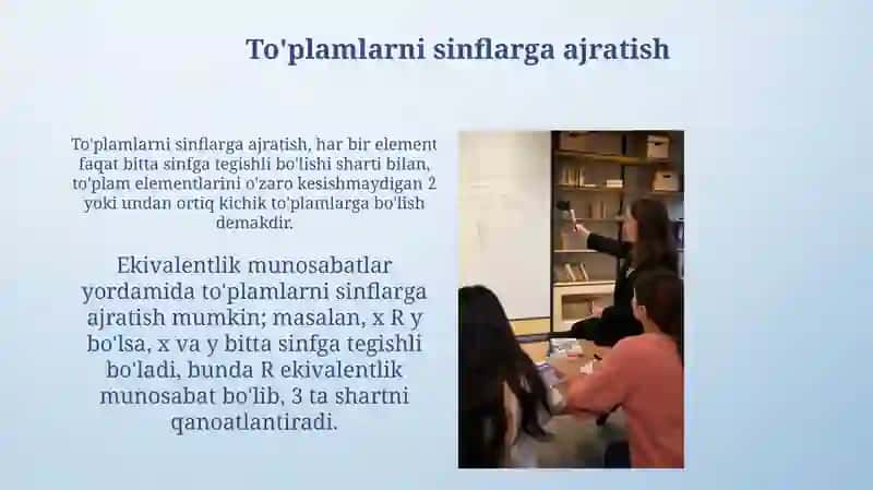 To'plamlarni sinflarga ajratish 3
