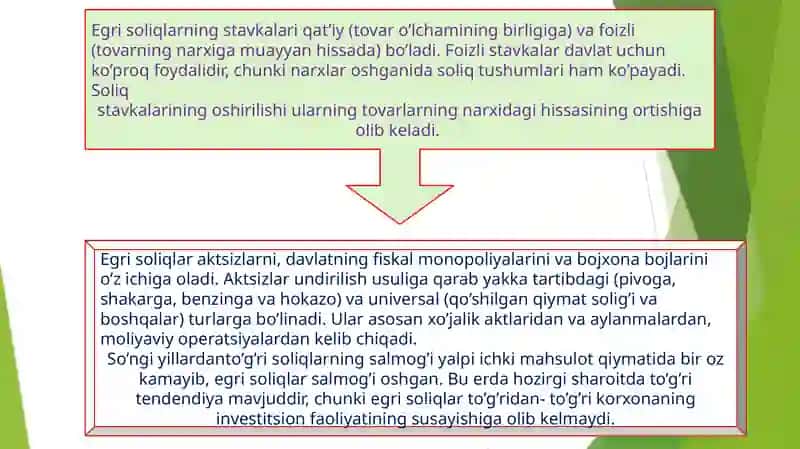 Egri soliqlar va ularni ishlab chiqarish samaradorligiga ta’sirining tahlili 3