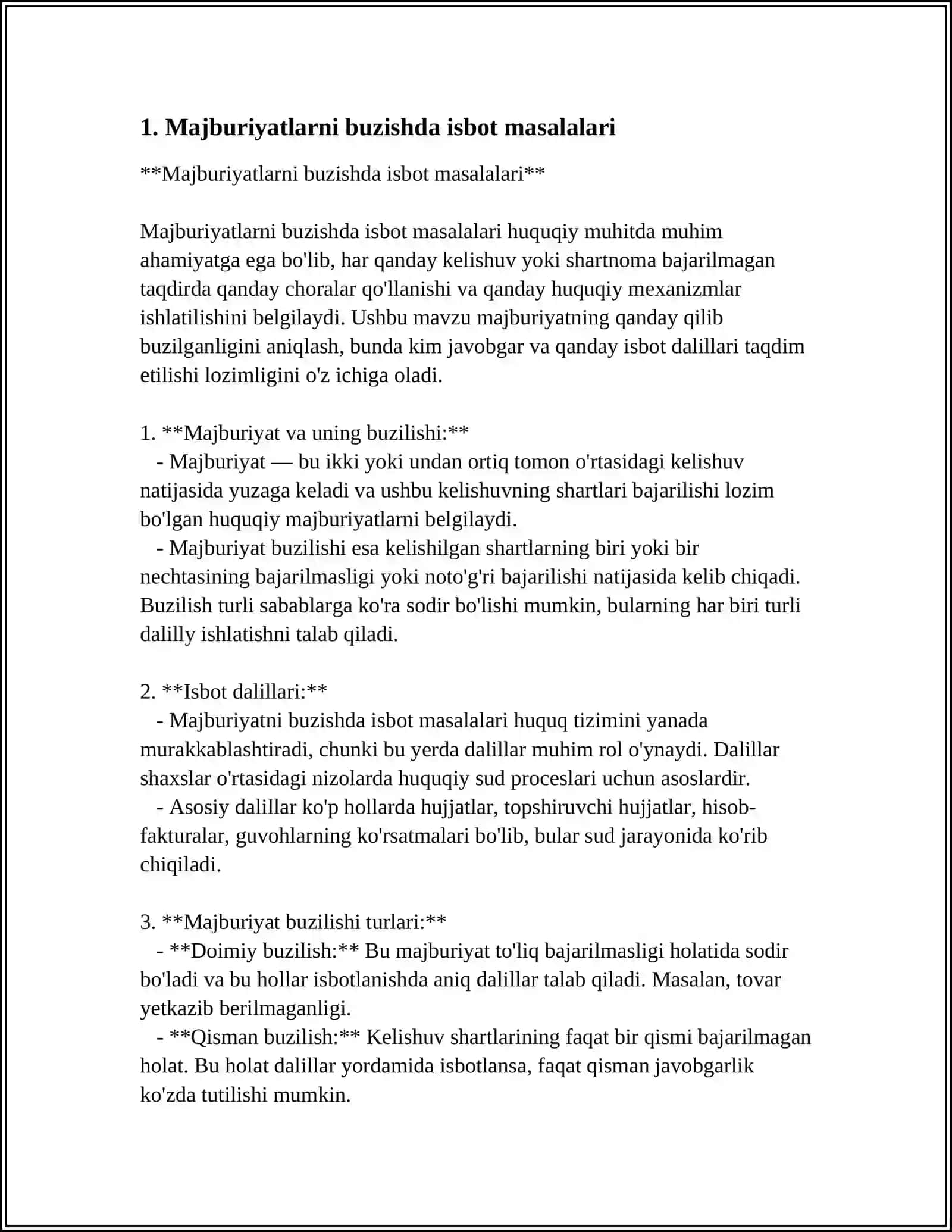 MAJBURIYATLARNI BUZGANLIK UCHUN JAVOBGARLIK 3