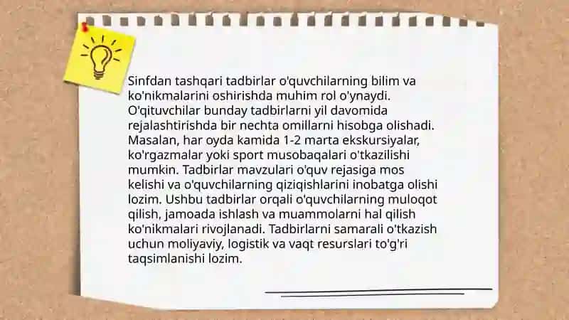 Sinfdan tashqari ishlarni tashkil etish 3