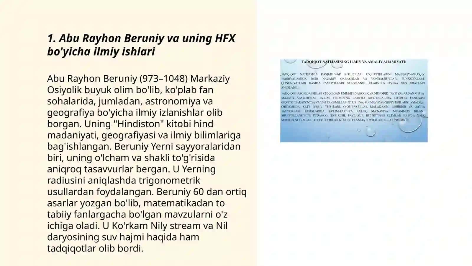 Abu Rayxоn Beruniy va uning HFX bo'yicha ilmiy ishlari 3