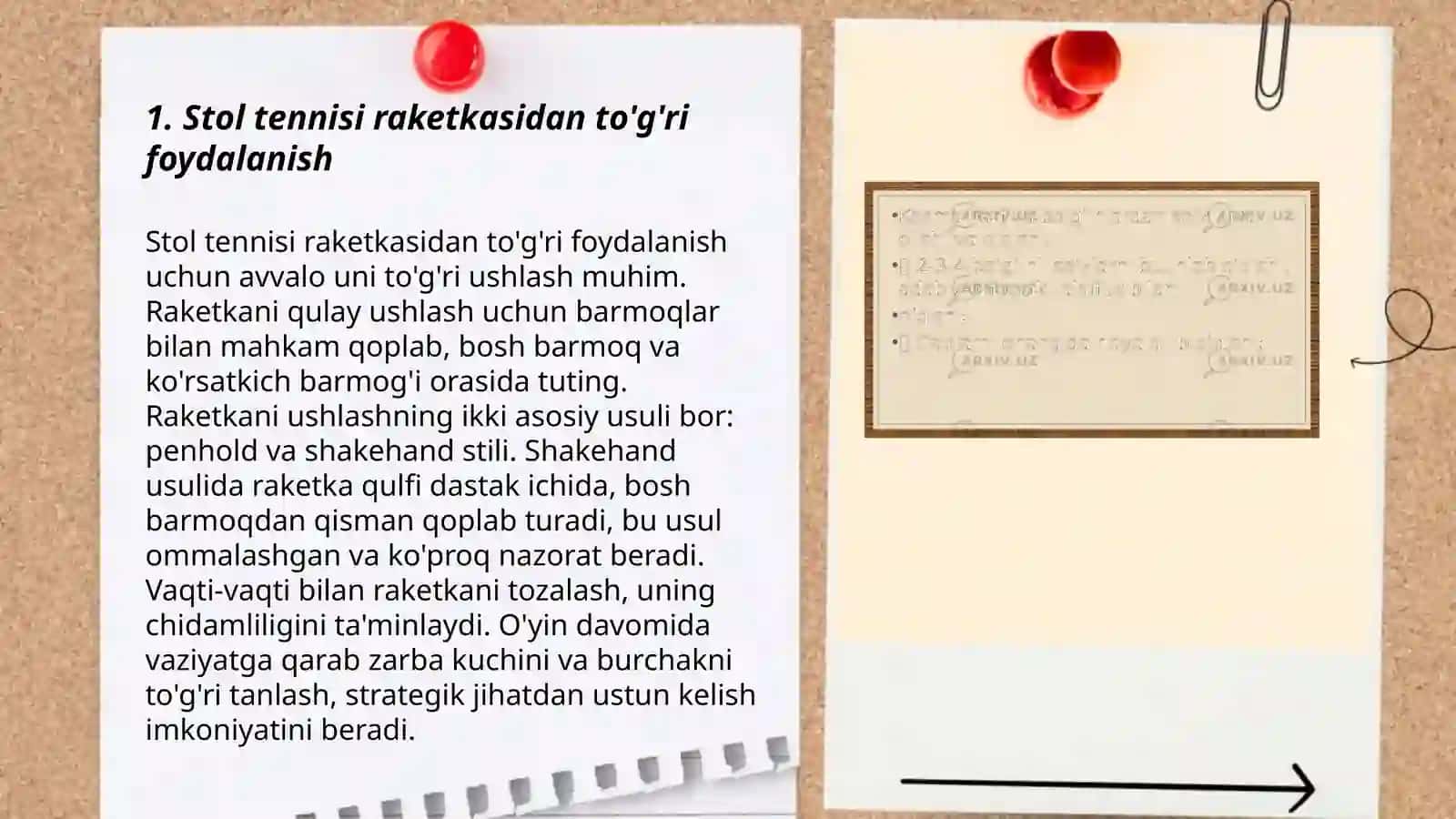 Stol tennisi o'yinida uchraydigan holat va harakatlarga o'rgatish 3