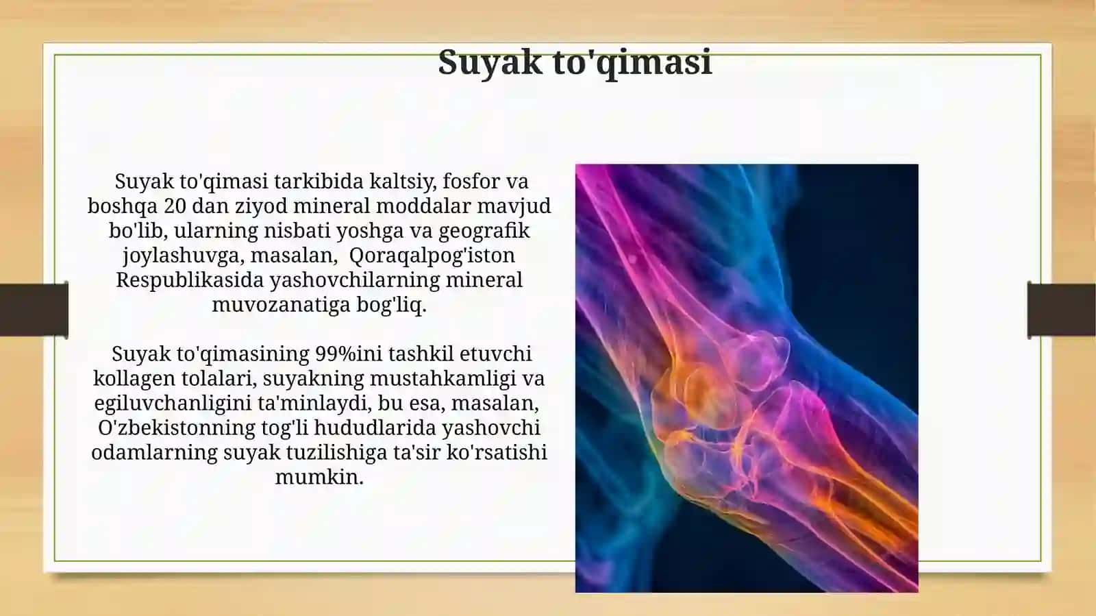 Suyak to‘qimasi. Suyak turlari. Suyak birikish xillari. Bo‘g‘im yuzalari xillari va bo‘g‘im turlari 3