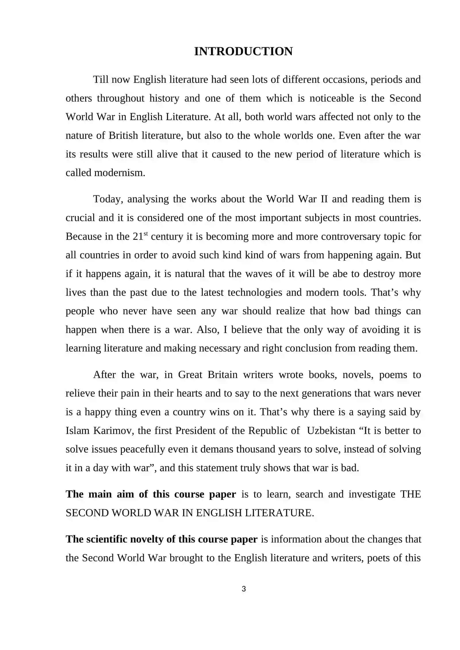 THE SECOND WORLD WAR IN ENGLISH LITERATURE 3