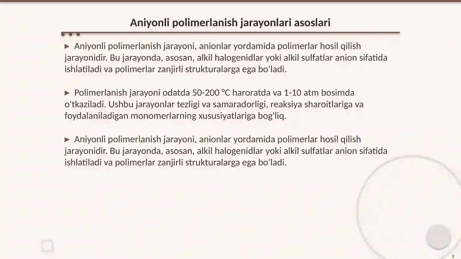 Аniоnli pоlimеrlаnish rеаksiyalаri vа ulаrning o‘zigа хоs хususiyatlаri 3