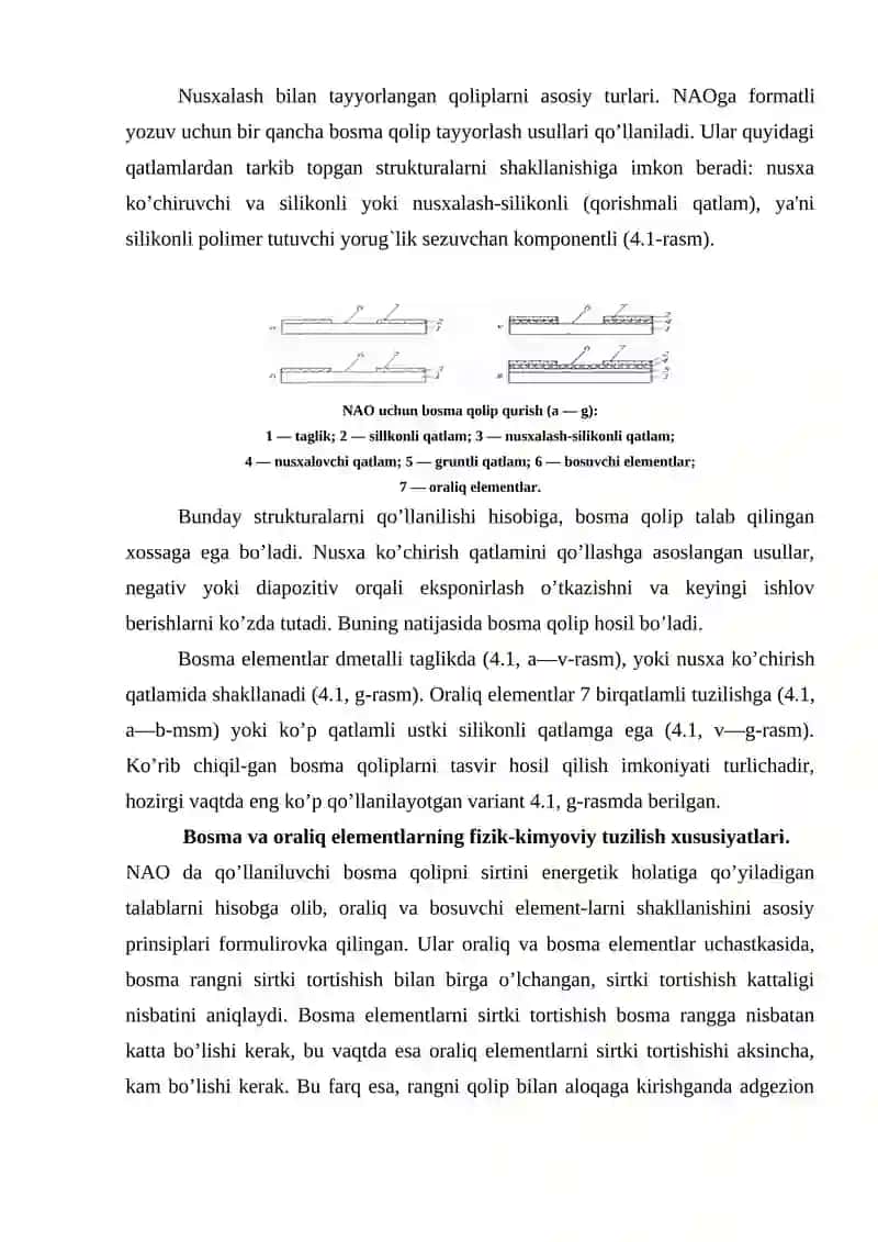 Namlanish talab qilinmaydigan bosma qoliplarni tuzilishi va ularni tayyorlashni xususiyatlari 3