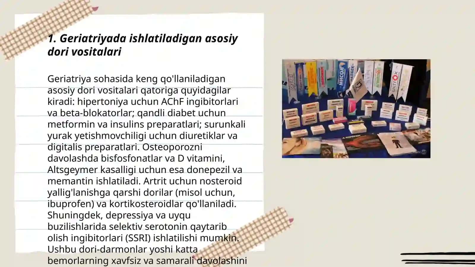 Geriatriya va bolalar amaliyotida qoʻllaniladigan dori vositalari 3