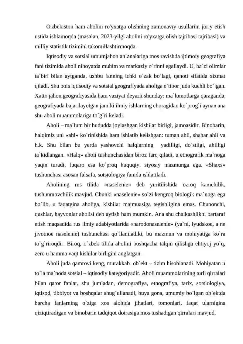 AHOLINI RO'YXATGA OLISH TARIXI VA UNI O'TKAZISH BO'YICHA JAHON TAJRIBASINI O'RGANISH 3