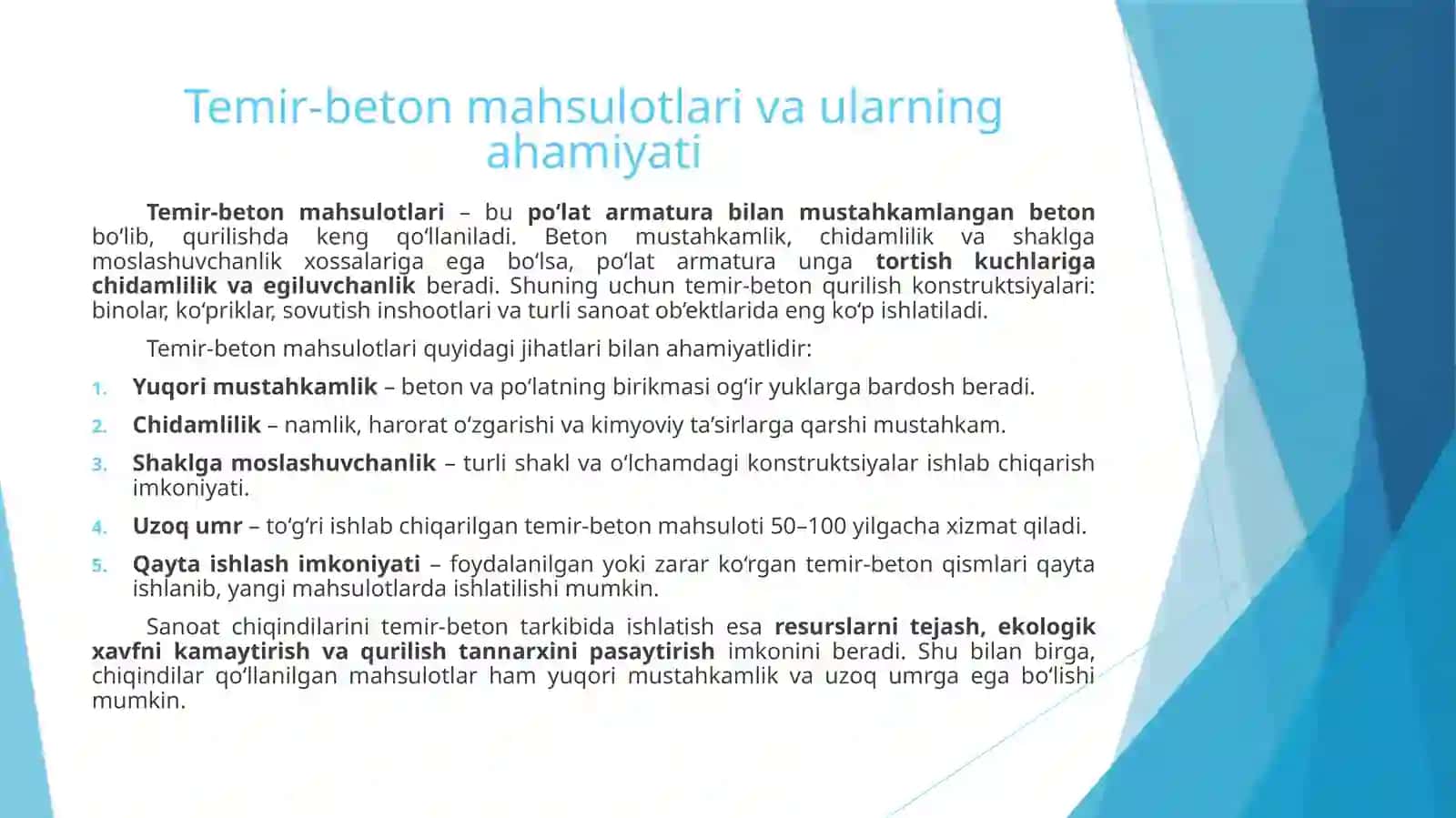 Sanoat chiqindilari asosida temir-beton mahsulotlari olish 3