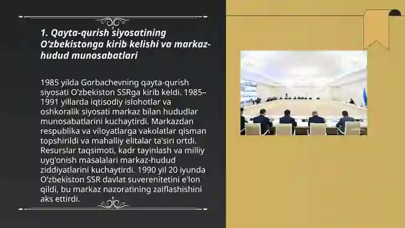 Qayta-qurish yillarida Oʻzbekistondagi ijtimoiy-siyosiy vaziyat 3