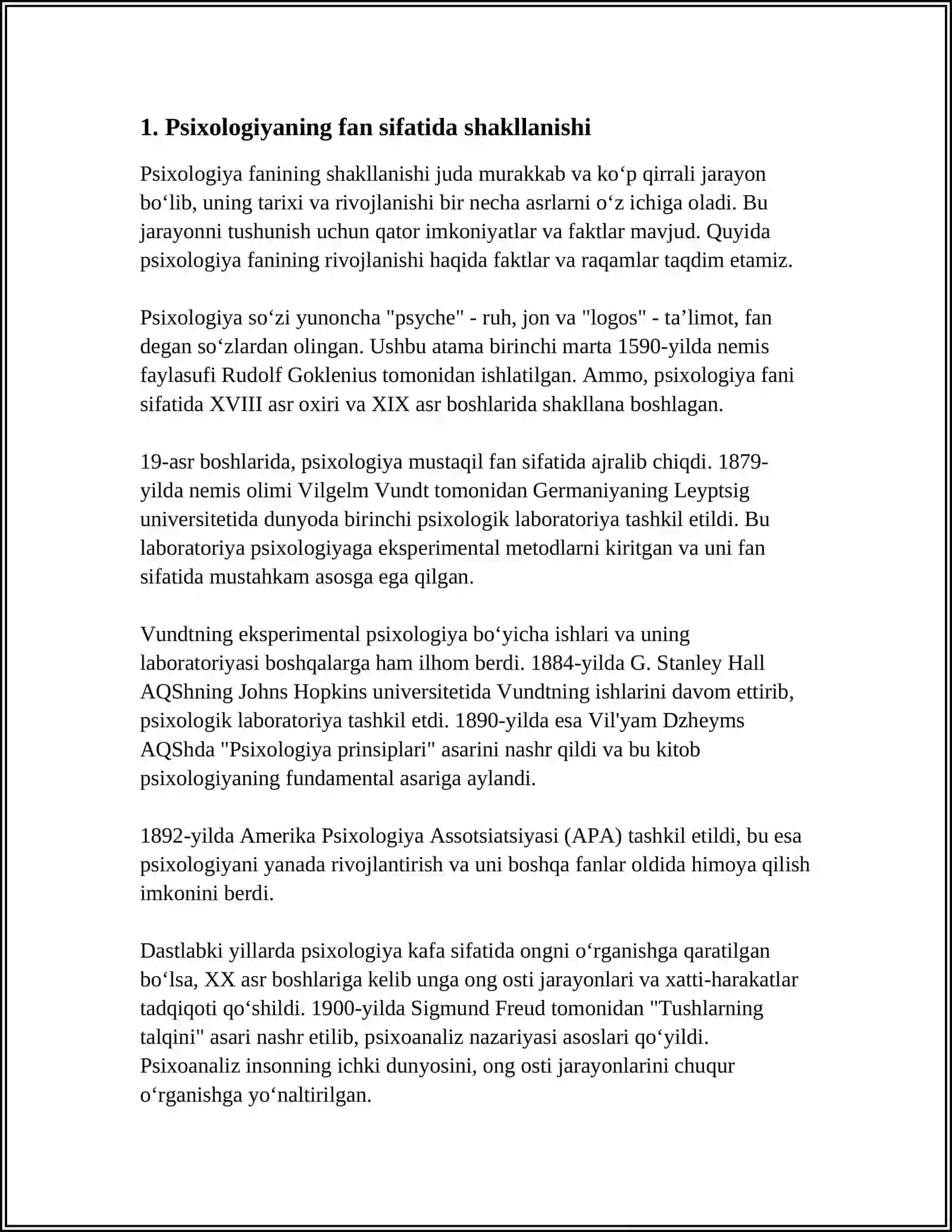 PSIXOLOLOGIYA FANINING PREDMETI VA RIVOJLANISH TARIXI 3