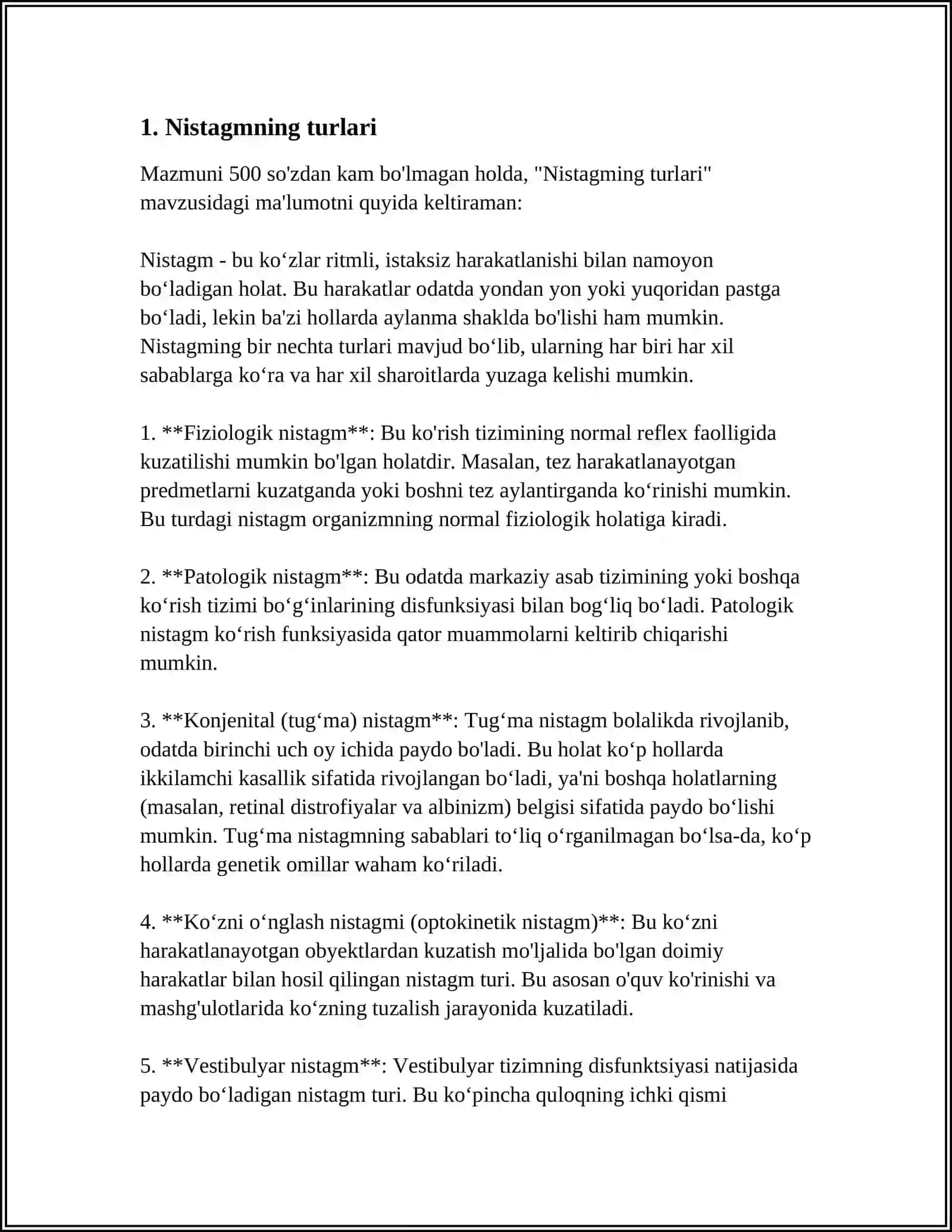 NISTAGM VA UNING TURLARI 3