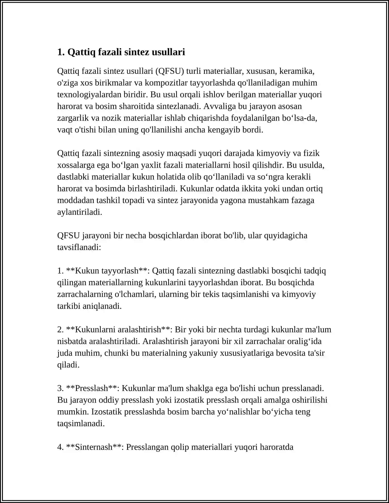 NOORGANIK BIRIKMALARNING QATTIQ FAZADAGI SINTEZI 3