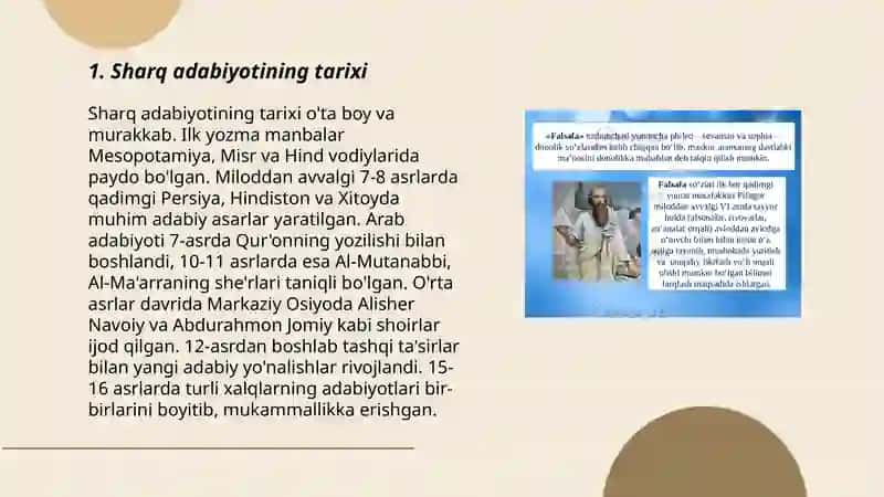 Sharq va Garb adabiyoti haqida taqdimot 3