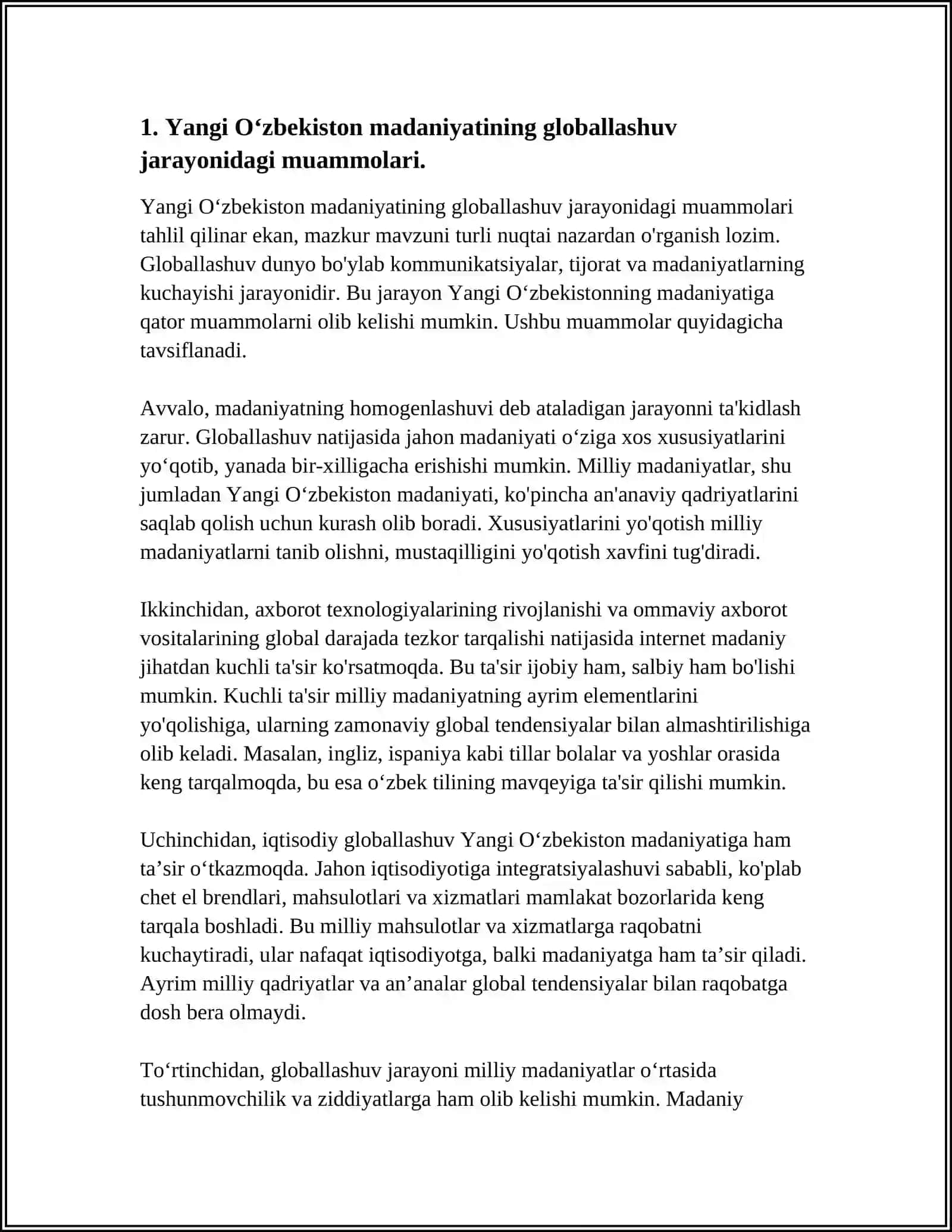 YANGI OʻZBEKISTON TARAQQIYOTIDA MADANIYAT RIVOJLANISHINING ZAMONAVIY MUAMMOLARI 3