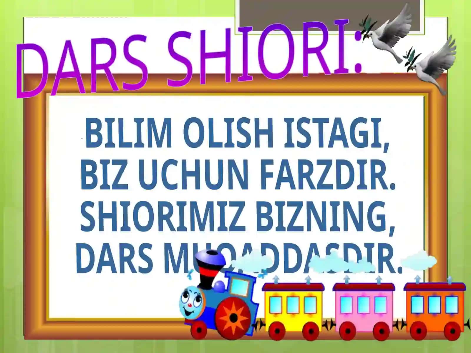 6 -son umumta’lim maktabining boshlang’ich sinf o’qituvchisi Mirkamolova Zulfiyaning bir soatlik darsining taqdimot loyihasi 3