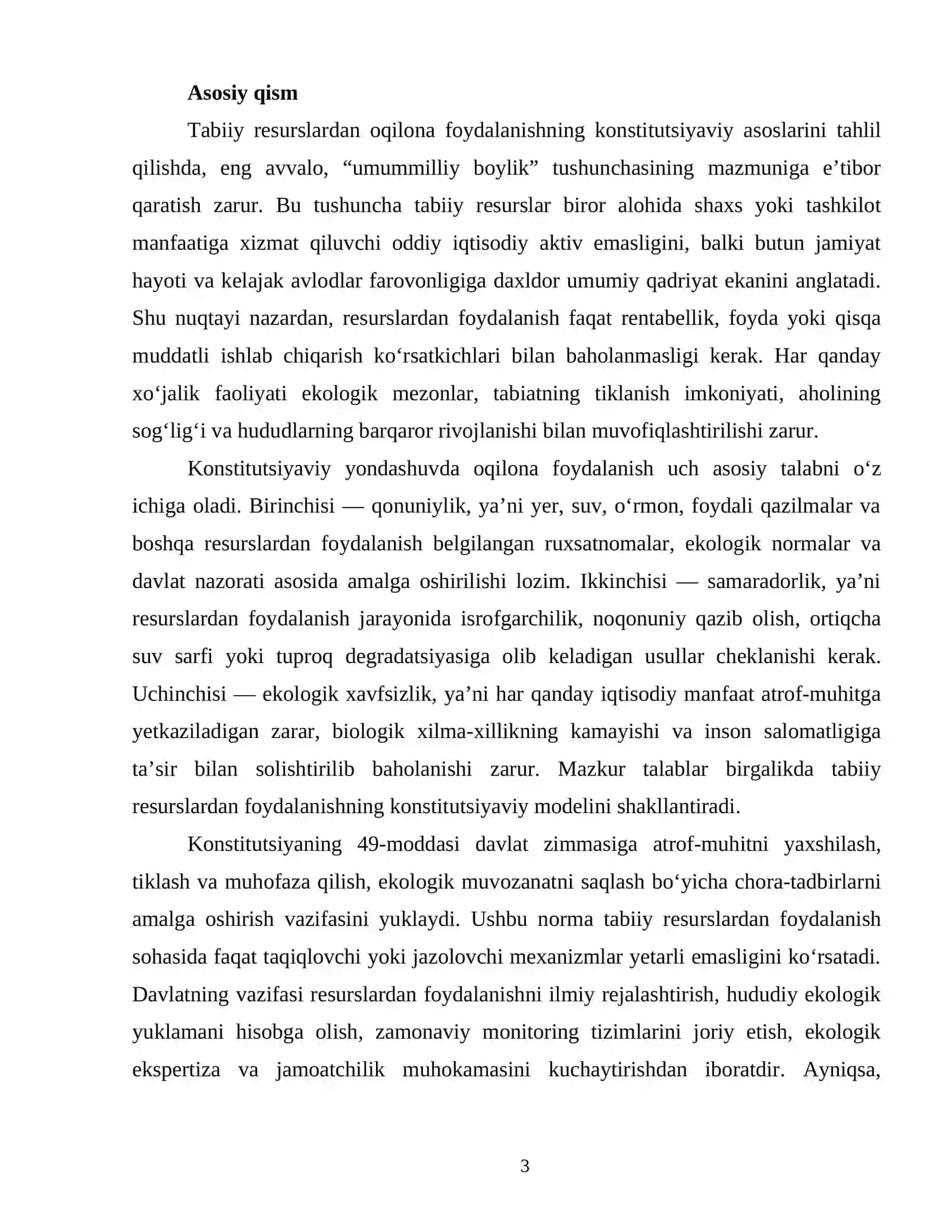 OʻZBEKISTONDA TABIIY RESURSLARDAN OQILONA FOYDALANISHNING KONSTITUTSIYAVIY ASOSLARI 3