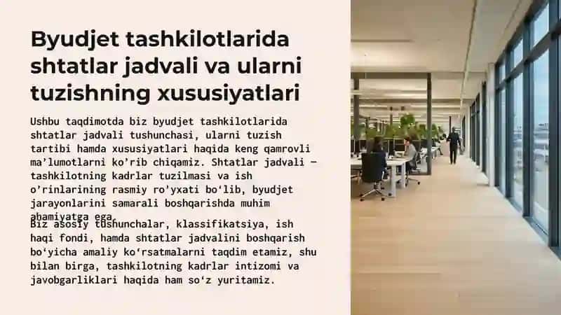 Byudjet tashkilotlarida shtatlar jadvali va ularni tuzishning xususiyatlari 3