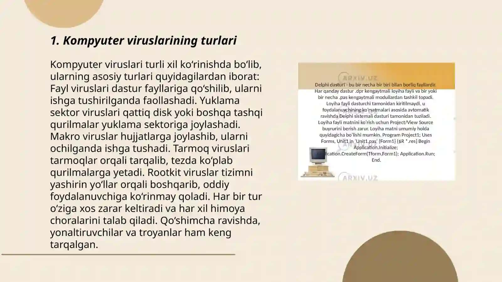 Reja: Kompyuter viruslarining turlari 3