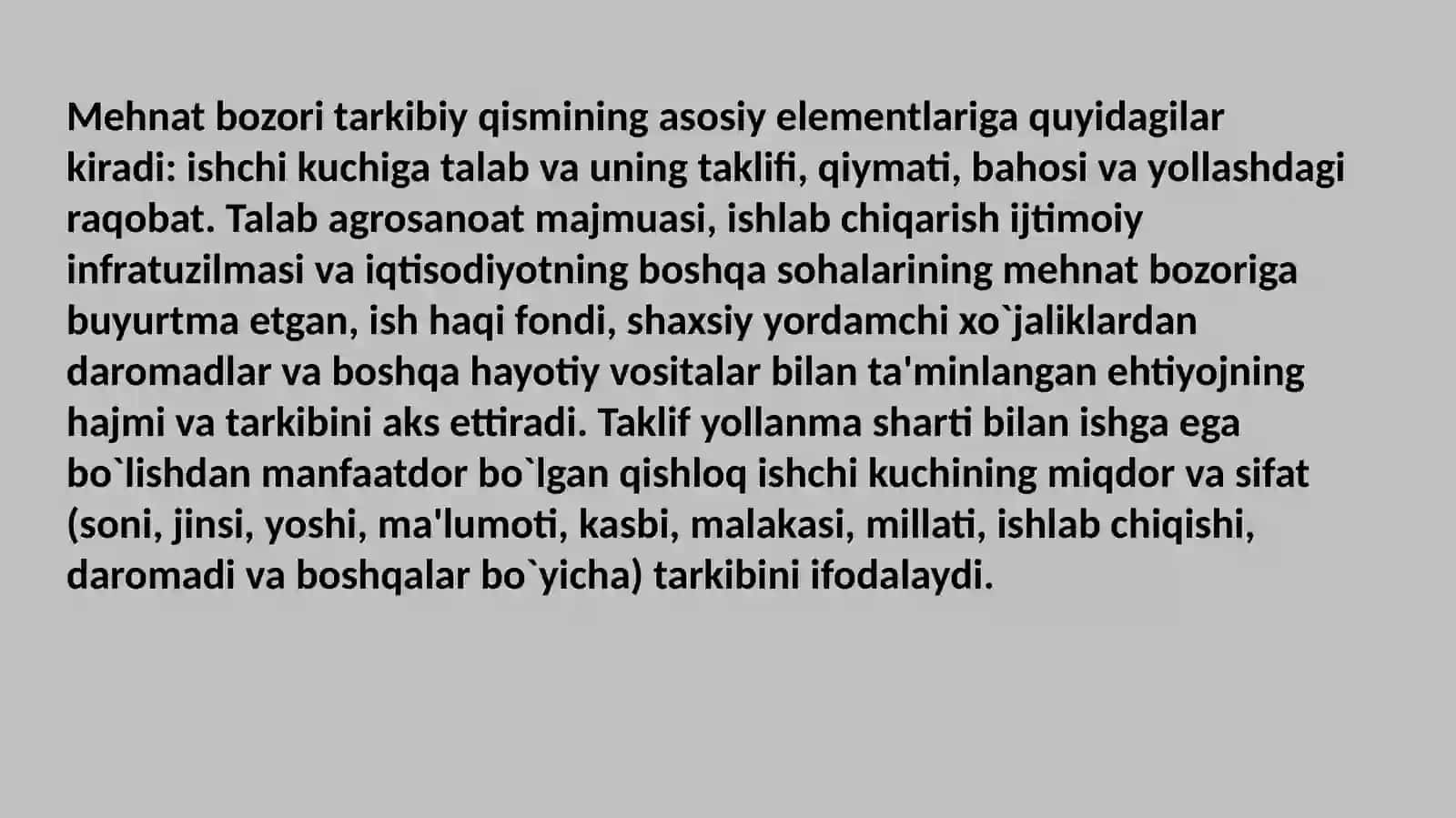 Mehnat bozorini shakllanishi va rivojlantirish muammolari. 3