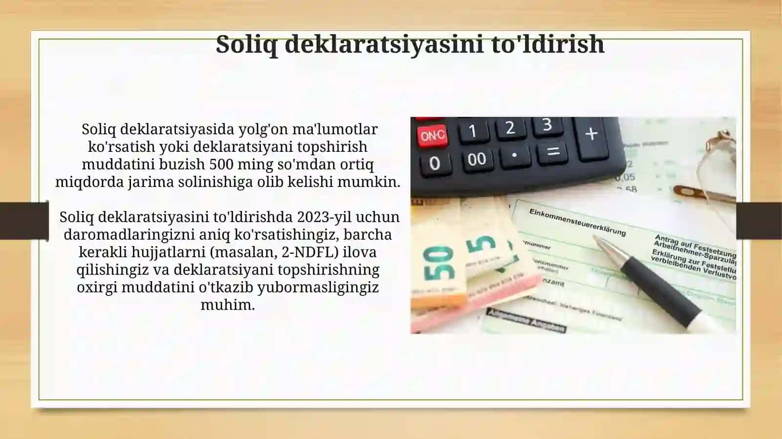 Soliq deklaratsiyasini to'ldirish 3