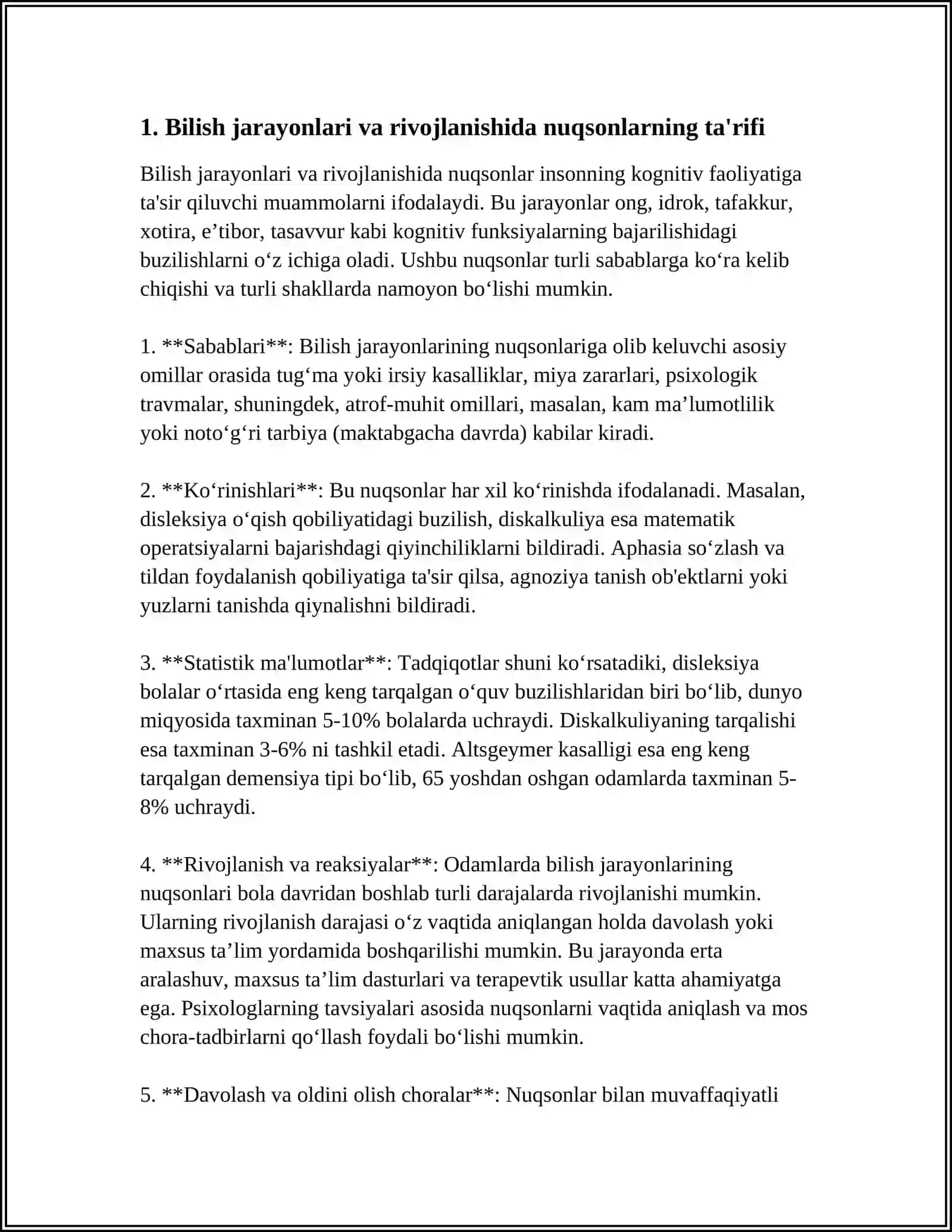 RIVOJLANISHIDA NUQSONI BO'LGAN BOLALARDA BILISH JARAYONLARINING RIVOJLANISHI 3