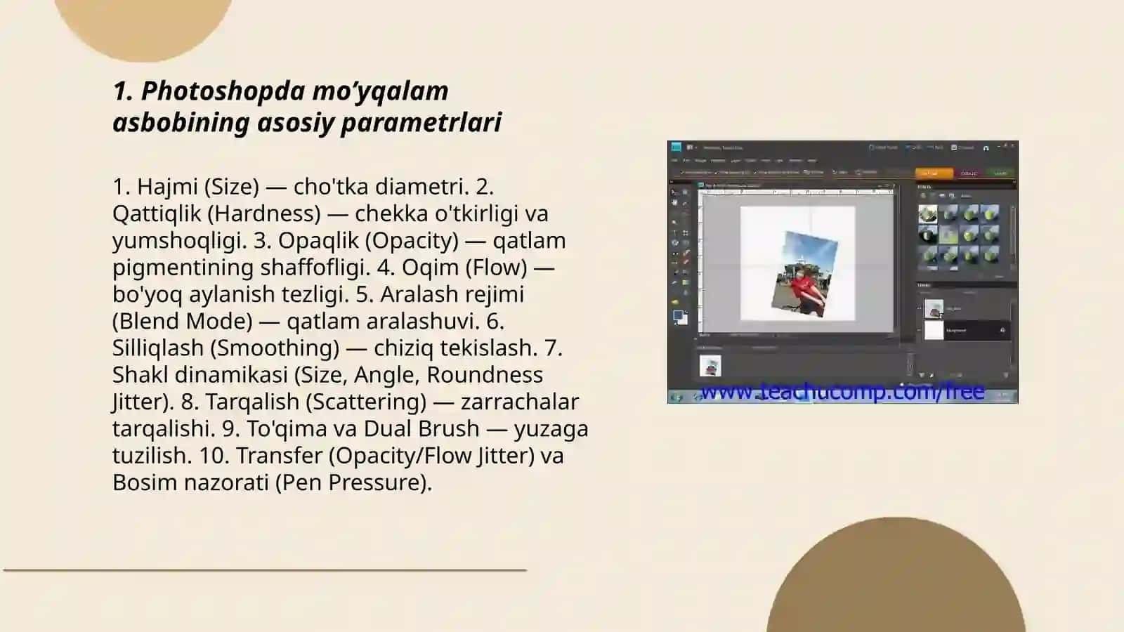 Photoshopda Mo’yqalam Asbobining Asosiy Parametrlari 3