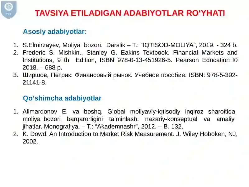 MOLIYA BOZORI SEGMENTLARI:PUL BOZORI 3