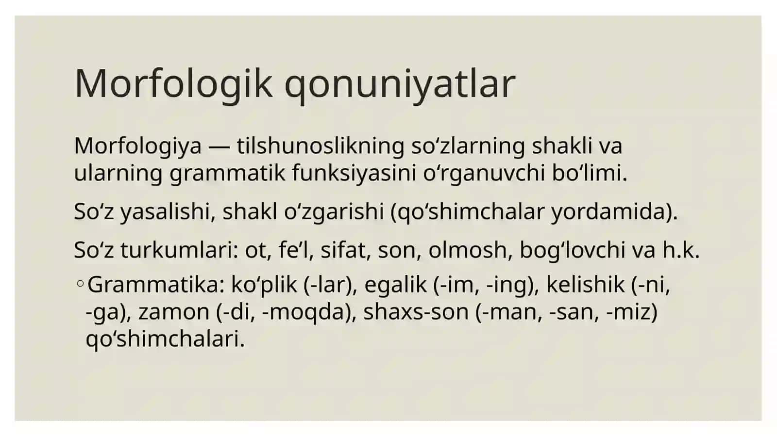Morfologik qonuniyatlar 3