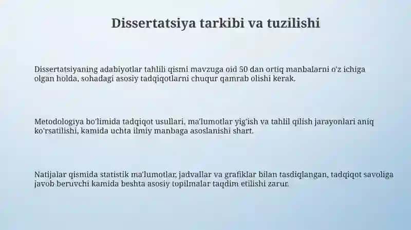 Dissertatsiya Tuzilishi va Mazmuni 3
