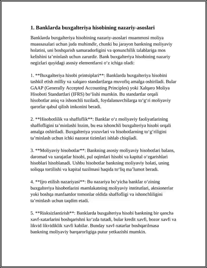 BANKLARDA BUXGALTERIYA HISOBINI TASHKIL ETISH ASOSLARI 3