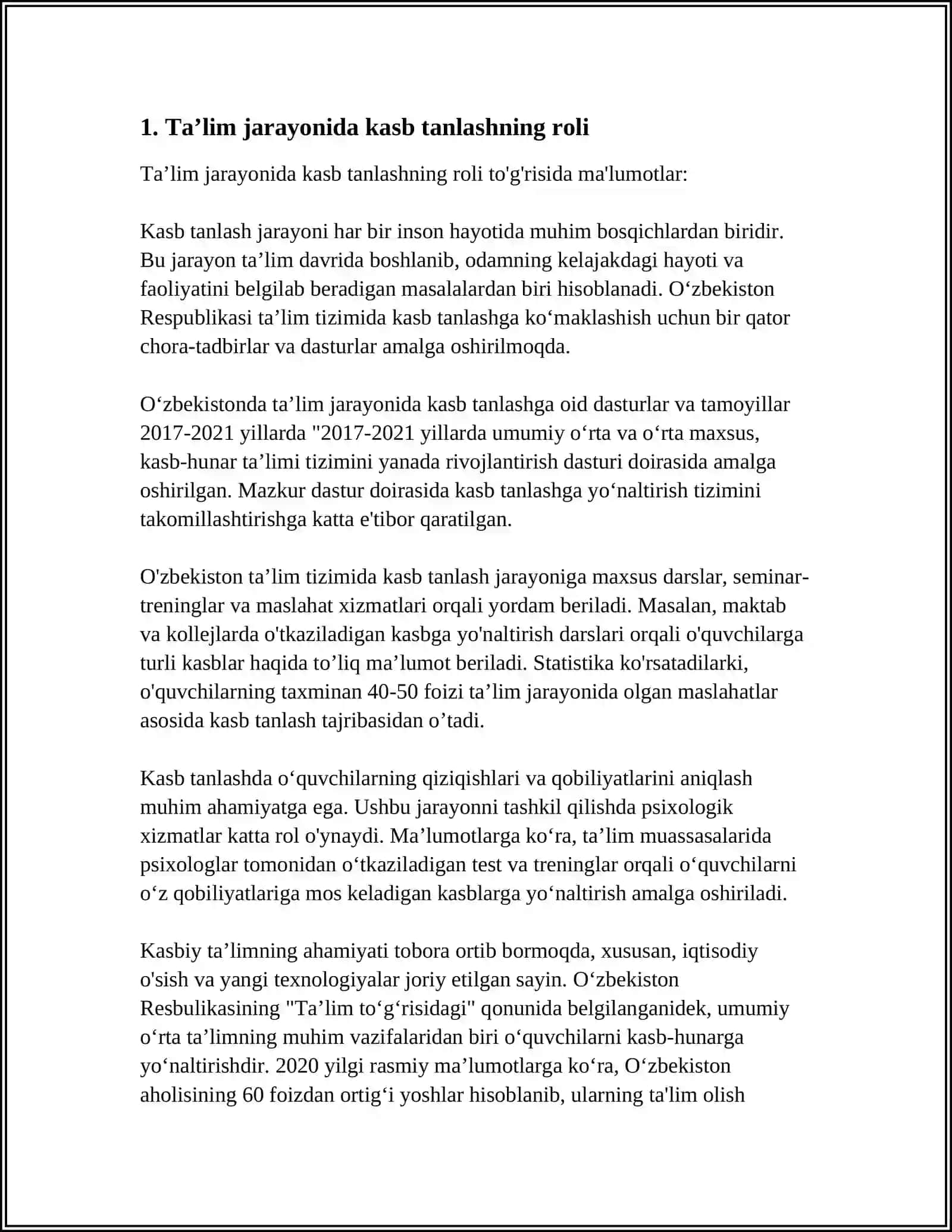 YOSHLARNI KASBGA YONALISHDA ULARNI XIS TUYGULARI IRODALARINI HISOBGA OLISH 3