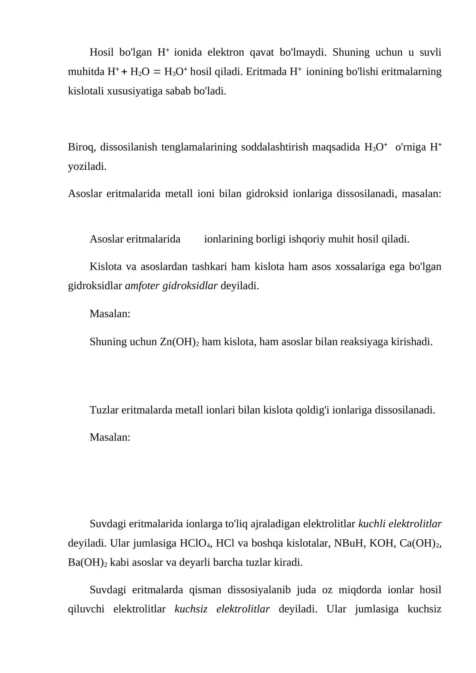 ELEKTROLITIK DISSOSILANISH NAZARIYASI. IONLARARO REAKSIYALAR 3