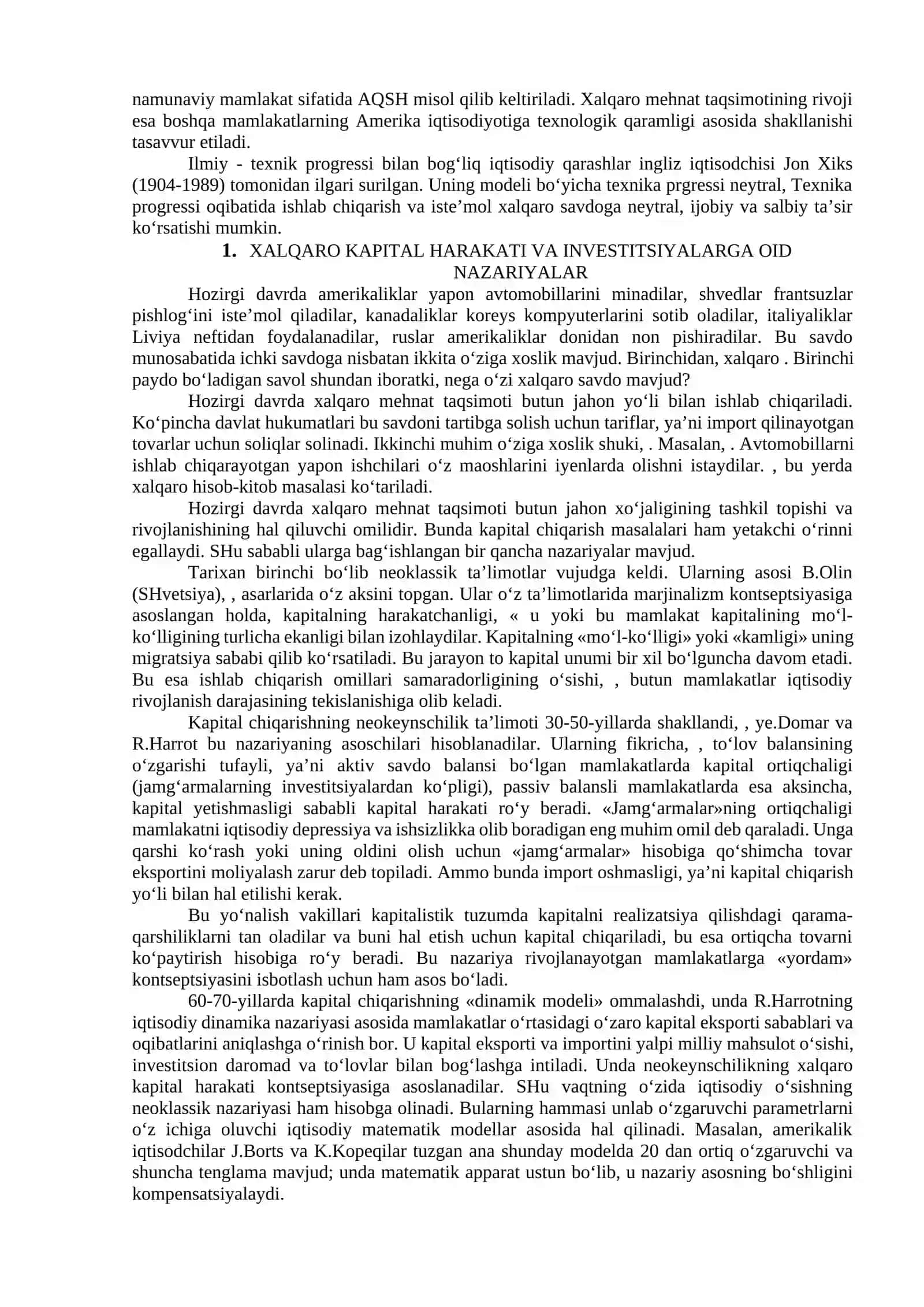 Xalqaro Mehmat Taqsimoti Rivojiga oid Ta'limotlarning XX asrdagi Xususiyatlari 3