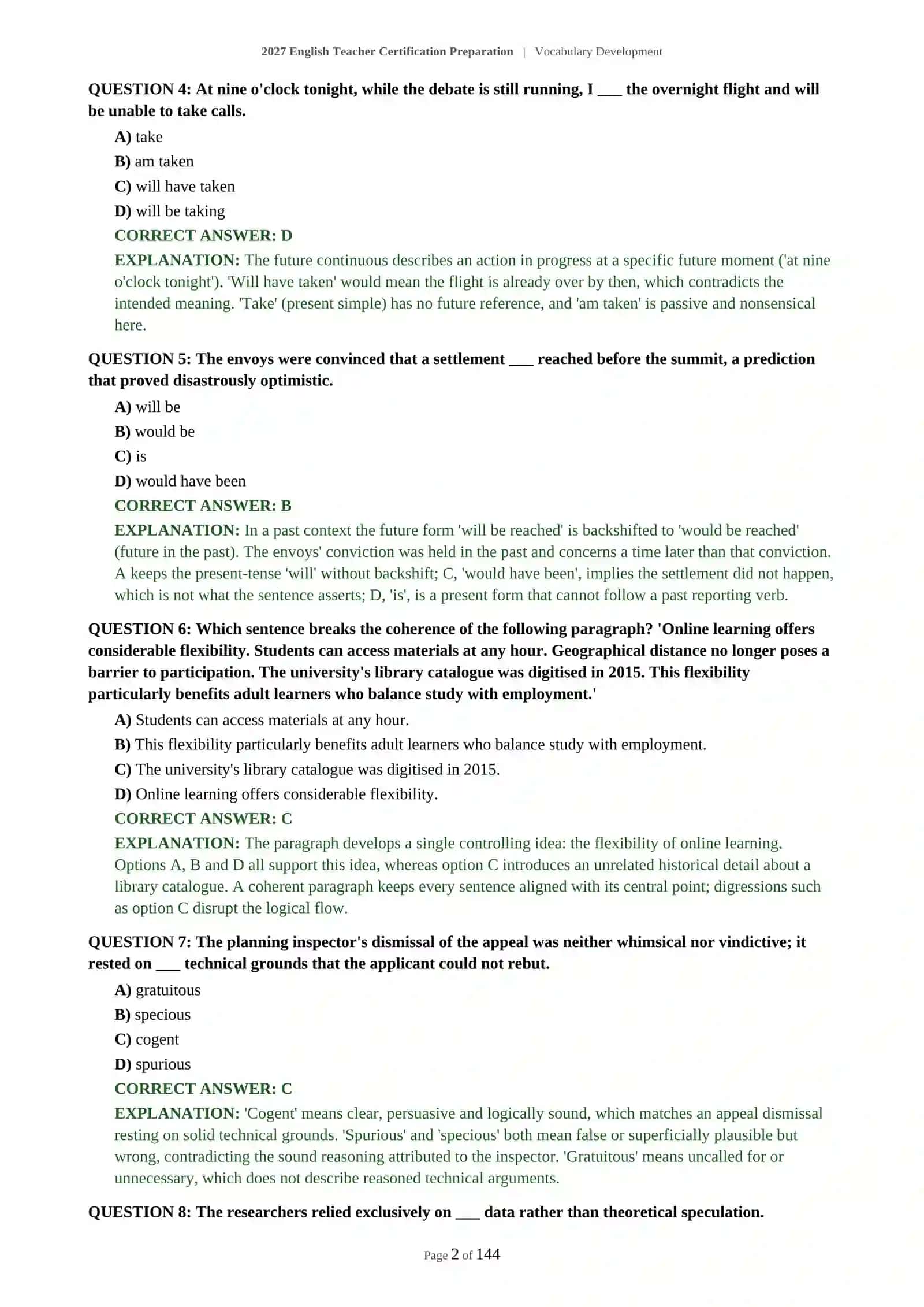 2027 English Teacher Certification Preparation | Vocabulary Development 3