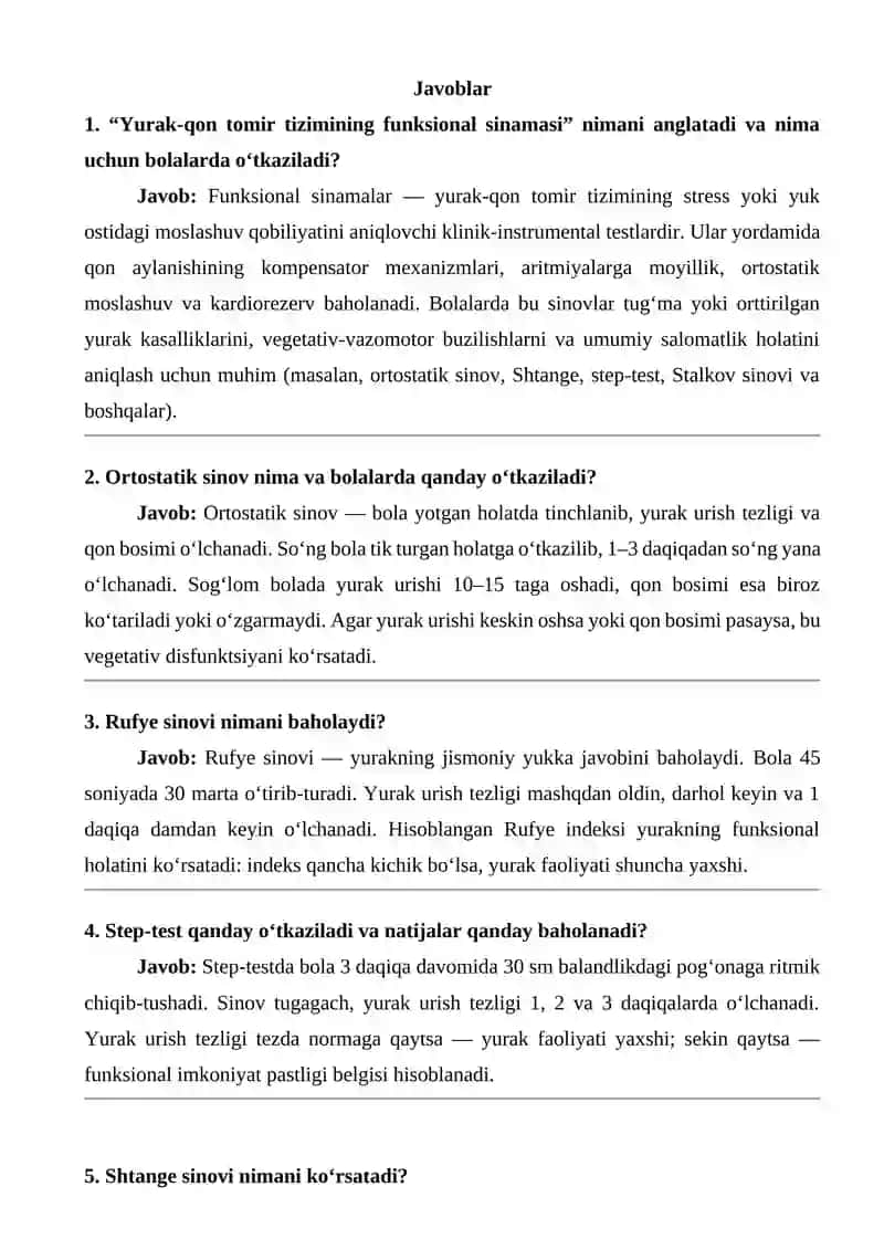 Yurak-qon tomir tizimining funksional sinamalari va ularni bolalarda baholash 3