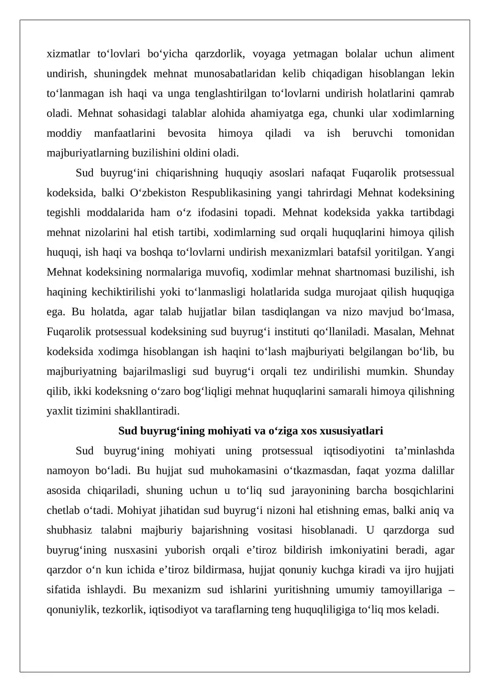 Sud buyrug‘ini berish tartibi va muddati hamda uning mazmuni 3