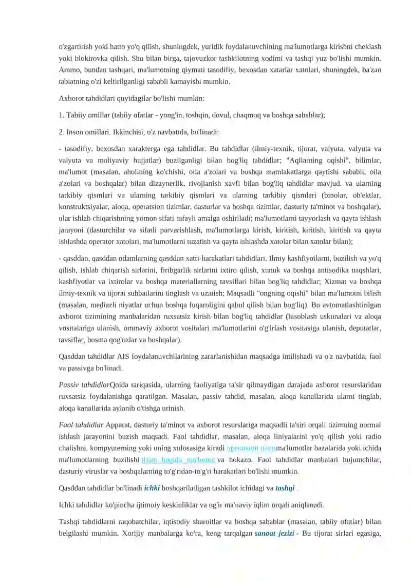 AXBOROT XAVFSIZLIGIGA TAHDIDLARNING ASOSIY TURLARI 3
