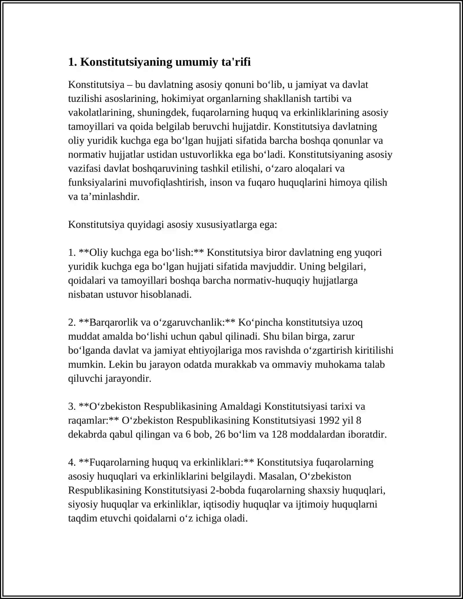MUSTAQIL ISH Mavzu: KONSTITUTSIYAMIZNING YARATILISH TARIXI 3