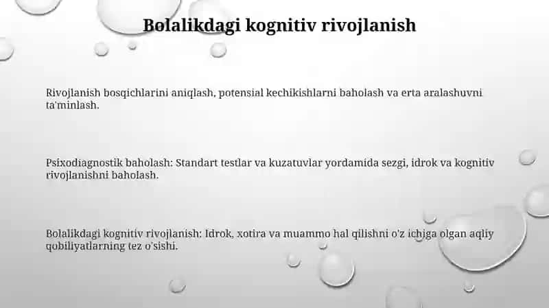 Chaqaloqlik davrida sensor, perseptiv hamda kognitiv rivojlanish psixodiagnostikasi 3