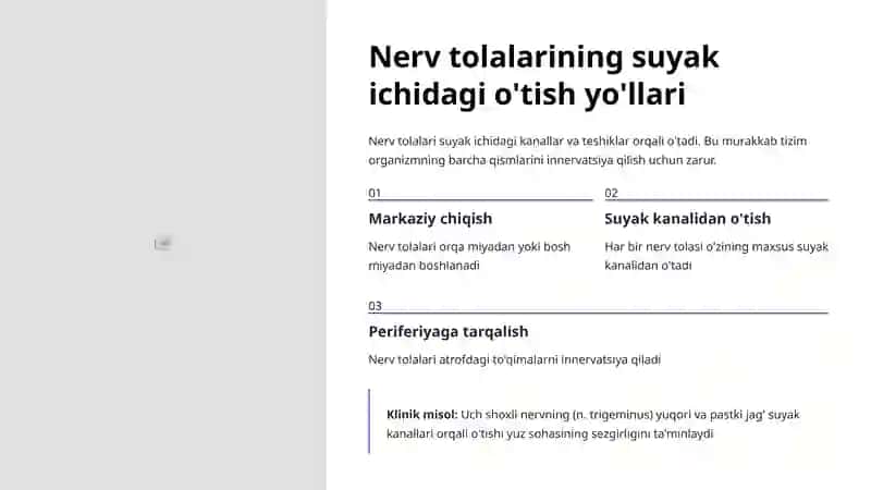 Suyak-kanal Tuzilmalari va Nerv O'tishlari 3