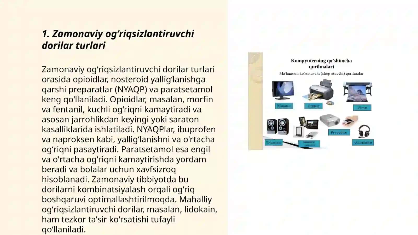 Zamonaviy ogʻriqsizlantiruvchi dori vositalari va ularning xarakteristikasi 3