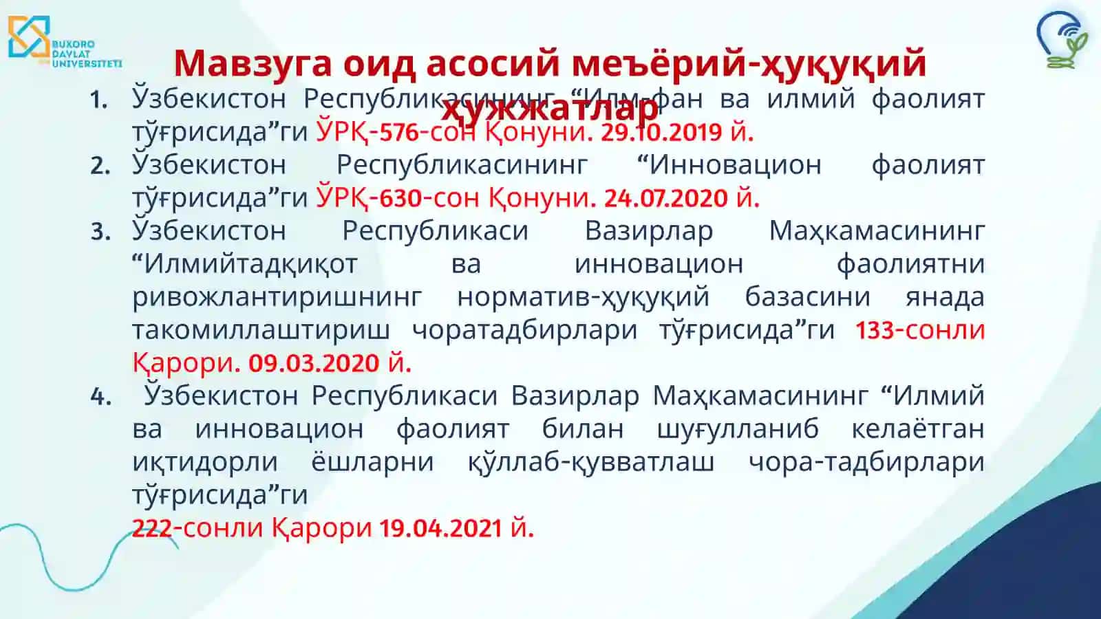 Курс "Илмий Лойиҳаларни Тайёрлаш ва Грант Маблағларини Жалб Қилиш" 3