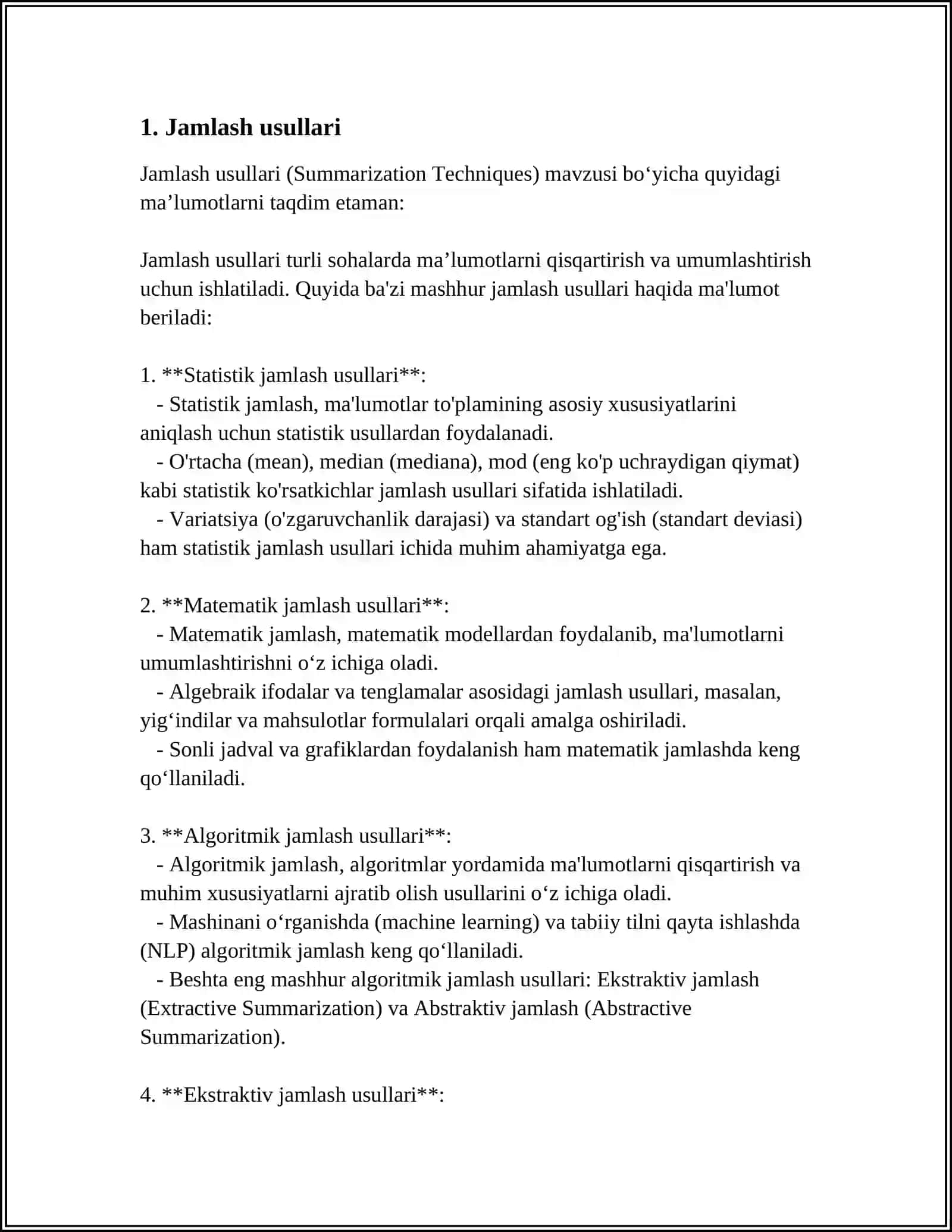 STATISTIK JAMLASH VA GURUHLASH 3