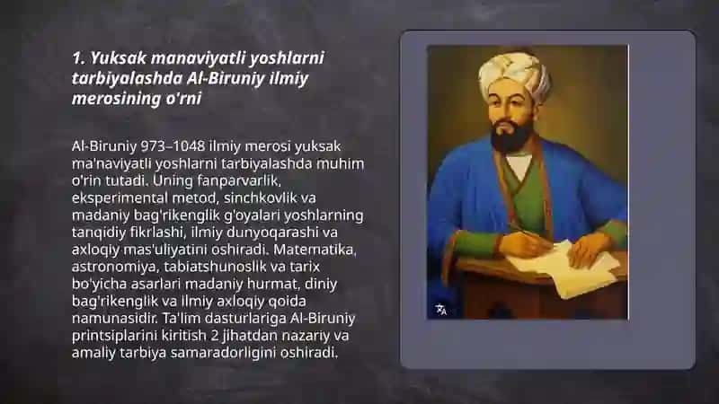 Yuksak manaviyatli yoshlarni tarbiyalashda orta osiyo allomalarining ilmiy merosining ŏrni 3