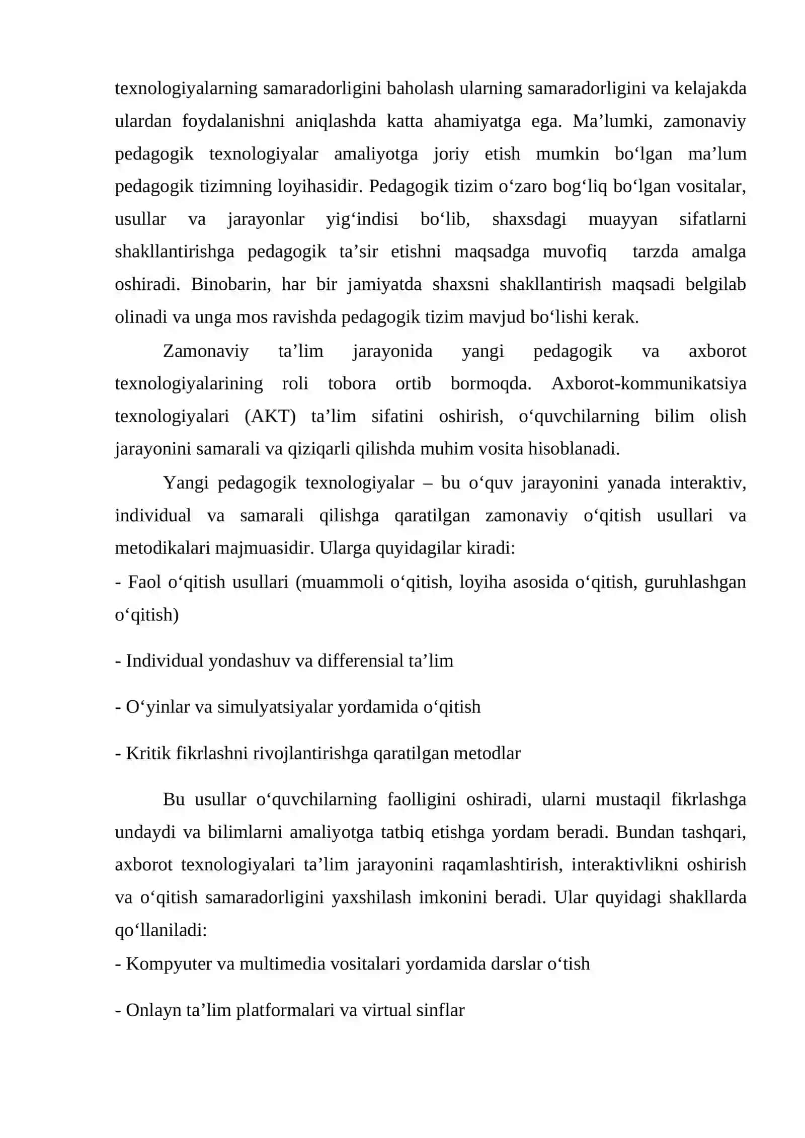 “Zamonaviy pedagogik texnologiyalardan ta’lim jarayonida samarali foydalanishning ahamiyati” 3