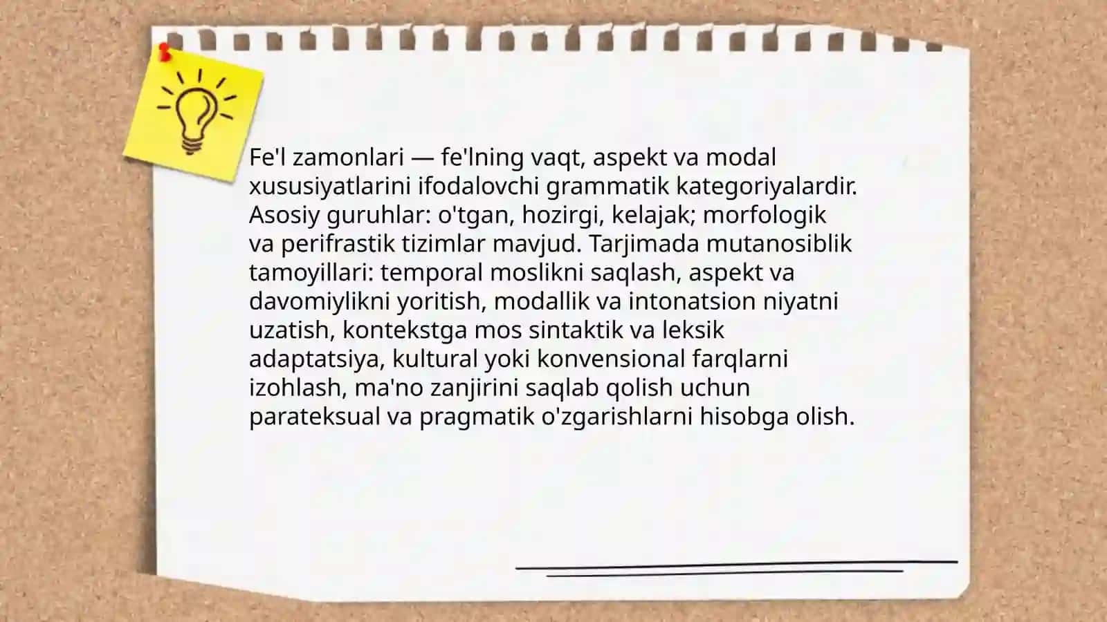 Tarjimada shakl, mazmun va zamon mutanosibligi (Fe'l zamonlari) 3